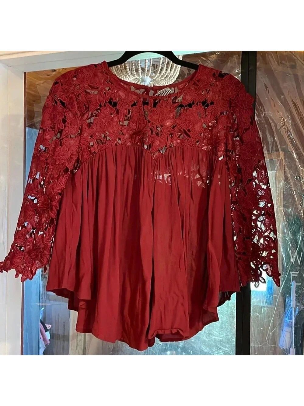 Guest Editor, Sz XS, Flowy Boho Blouse, Burgundy